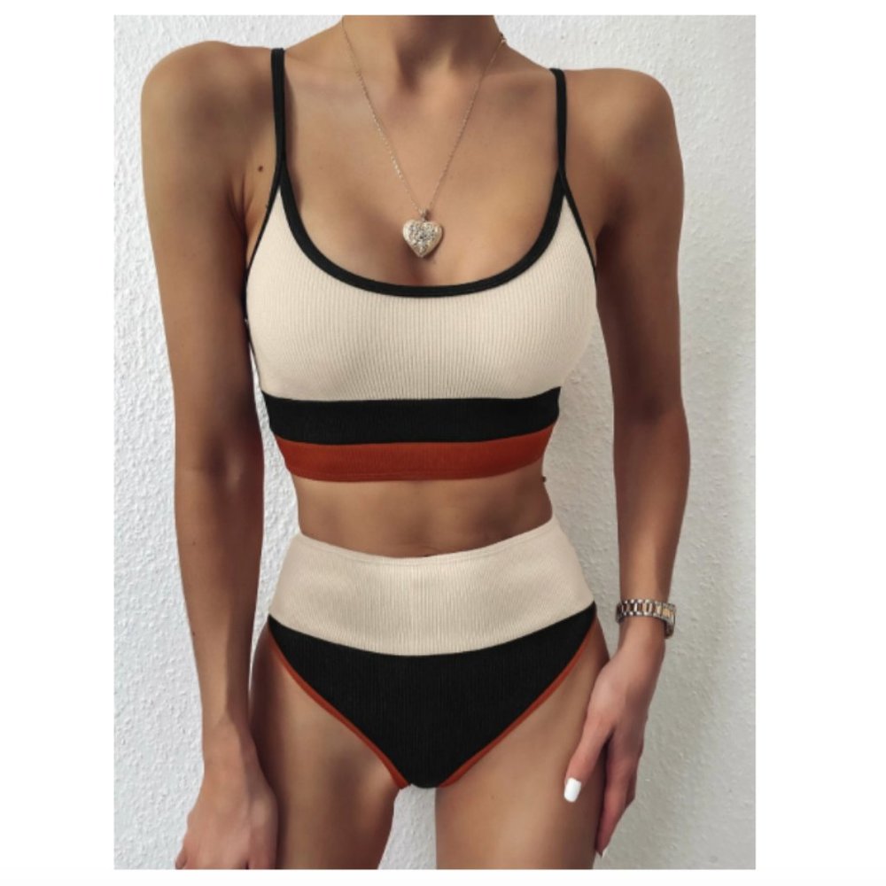 Multicolored High Waisted Bikini Swimsuit